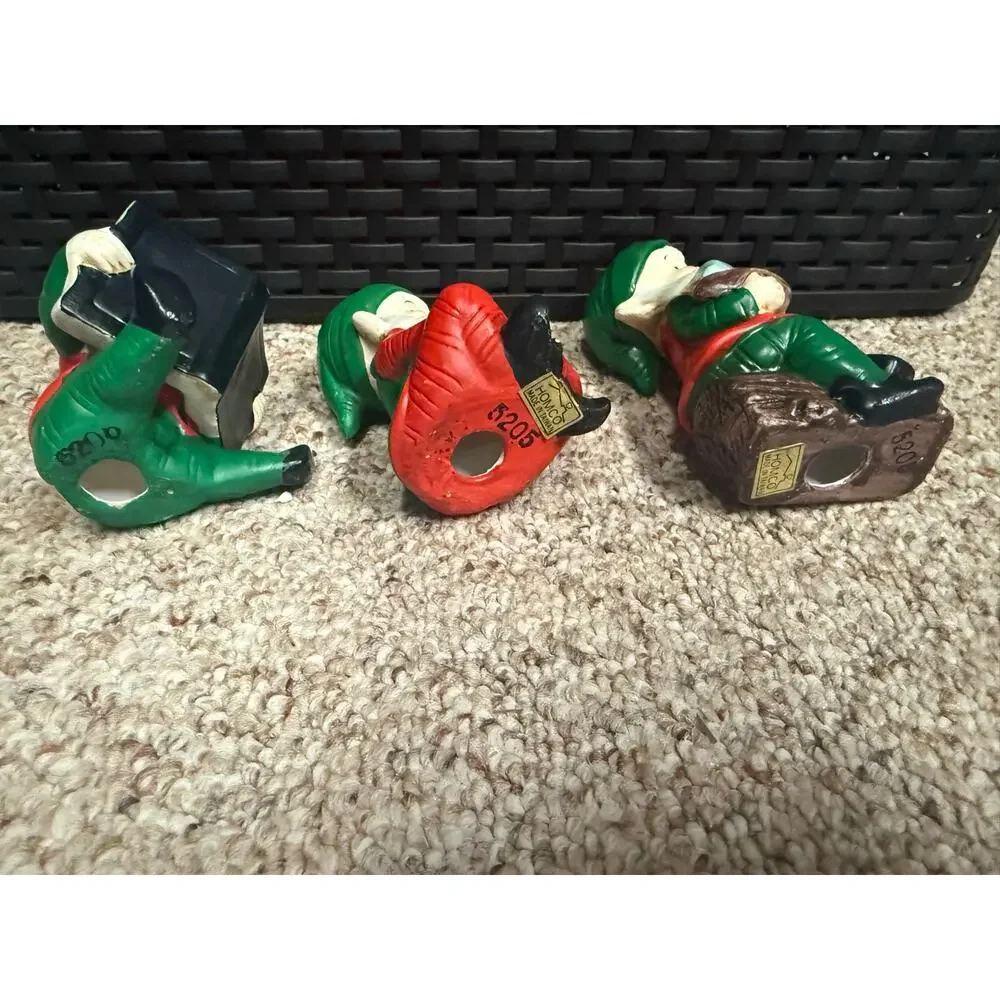 Vintage Homco Christmas Toymaker Elf Elves #5205 Ceramic Figurines Lot of 3